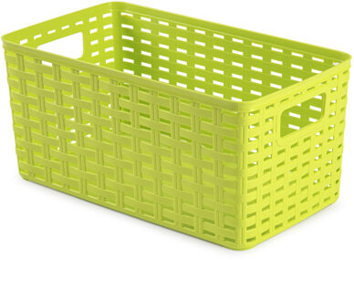 Opbergmand - Kastmand - rotan kunststof - limegroen - 5 Liter - 15 x 28 x 13 cm