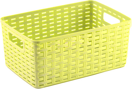 Opbergmand - Kastmand - rotan kunststof - limegroen - 6 Liter - 19 x 29 x 13 cm