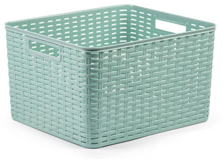 Opbergmand - Kastmand - rotan kunststof - mintgroen - 28 Liter - 34 x 40 x 23 cm