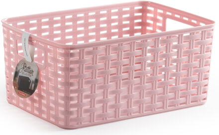 Opbergmand - Kastmand - rotan kunststof - roze - 10 Liter - 22 x 33 x 16 cm