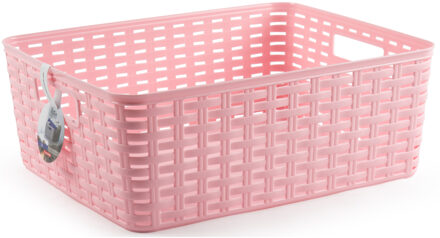 Opbergmand - Kastmand - rotan kunststof - roze - 12 Liter - 30 x 37 x 13 cm