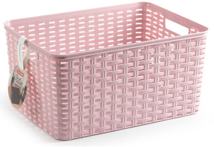 Opbergmand - Kastmand - rotan kunststof - roze - 18 Liter - 29 x 39 x 20 cm