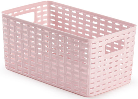 Opbergmand - Kastmand - rotan kunststof - roze - 5 Liter - 15 x 28 x 13 cm