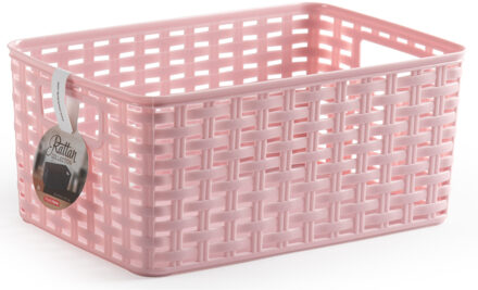 Opbergmand - Kastmand - rotan kunststof - roze - 6 Liter - 19 x 29 x 13 cm