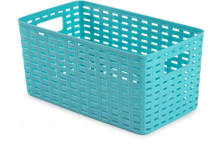 Opbergmand - Kastmand - rotan kunststof - turquoise blauw - 5 Liter - 15 x 28 x 13 cm