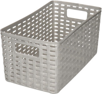 Opbergmand - Kastmand - rotan kunststof - zilver - 5 Liter - 15 x 28 x 13 cm