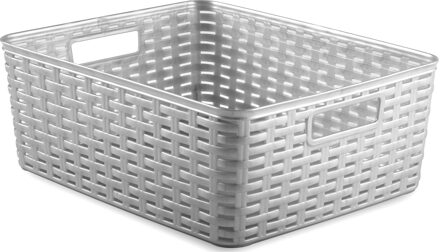 Opbergmand - Kastmand - rotan kunststof - zilvergrijs - 12 Liter - 30 x 37 x 13 cm