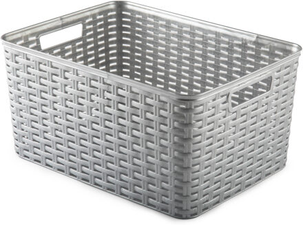 Opbergmand - Kastmand - rotan kunststof - zilvergrijs - 18 Liter - 29 x 39 x 20 cm