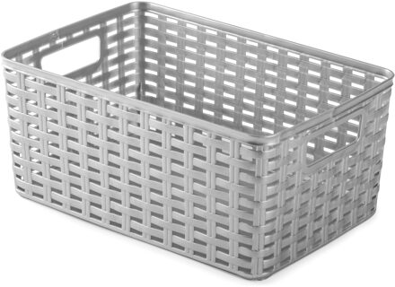 Opbergmand - Kastmand - rotan kunststof - zilvergrijs - 6 Liter - 19 x 29 x 13 cm