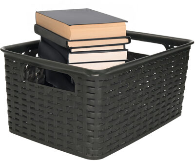Opbergmand - Kastmand - rotan kunststof - zwart - 6 Liter - 19 x 29 x 13 cm