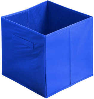 Opbergmand/kastmand Square Box - karton/kunststof - 29 liter - blauw - 31 x 31 x 31 cm - Opbergmanden