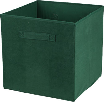 Opbergmand/kastmand Square Box - karton/kunststof - 29 liter - donkergroen - 31 x 31 x 31 cm