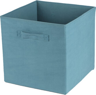 Opbergmand/kastmand Square Box - karton/kunststof - 29 liter - ijsblauw - 31 x 31 x 31 cm