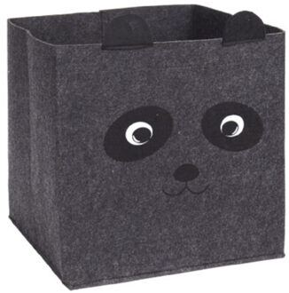 Opbergmand/kastmand vilt kinderkamer - dieren thema panda - 32 x 32 x 32 cm