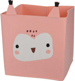 Opbergmand/kastmand vilt kinderkamer - dieren thema uil - 32 x 32 x 32 cm Roze