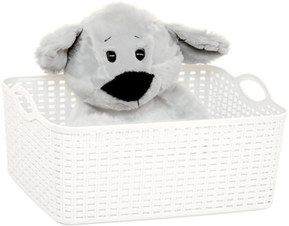 Opbergmand/kastmandje - 11 liter - ivoor wit - gevlochten kunststof - 35 x 28 x 16 cm