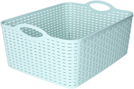 Opbergmand/kastmandje - 11 liter - mintgroen - gevlochten kunststof - 35 x 28 x 16 cm