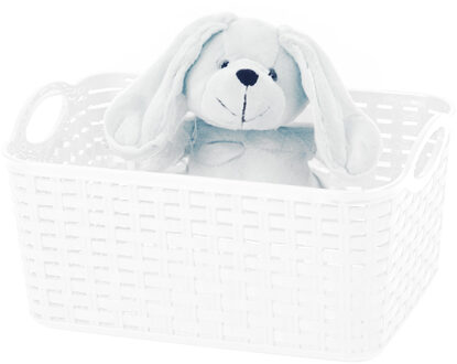 Opbergmand/kastmandje - 12 liter - ivoor wit - gevlochten kunststof - 33 x 24 x 21 cm