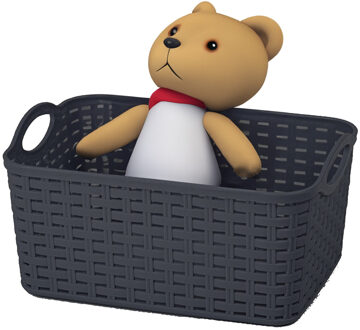 Opbergmand/kastmandje - 12 liter - zwart - gevlochten kunststof - 33 x 24 x 21 cm