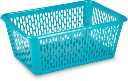 Opbergmand/kastmandje - 13 liter - blauw - kunststof - 26 x 37 x 14 cm