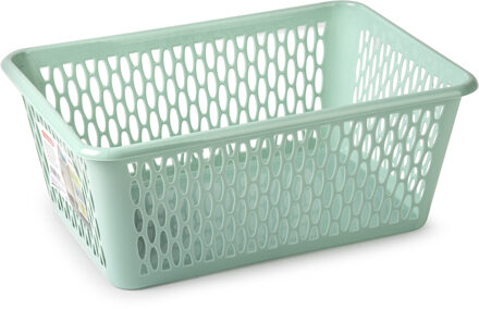 Opbergmand/kastmandje - 13 liter - mintgroen - kunststof - 26 x 37 x 14 cm