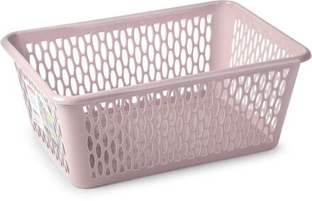 Opbergmand/kastmandje - 13 liter - roze - kunststof - 26 x 37 x 14 cm