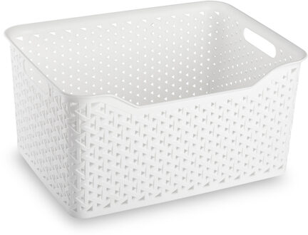 Opbergmand/kastmandje - 18 liter - ivoor wit - kunststof - 29 x 39 x 19 cm