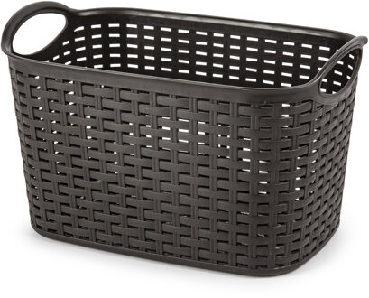 Opbergmand/kastmandje - 19 liter - donkerbruin - kunststof - 29 x 39 x 25 cm