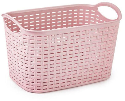 Opbergmand/kastmandje - 19 liter - roze - kunststof - 29 x 39 x 25 cm