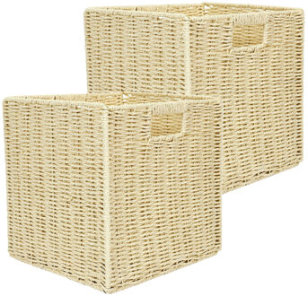 Opbergmand/kastmandje - 2x - Naturel - 30 x 30 x 30 cm - 29 liter - Vakkenkast manden - Gevlochten