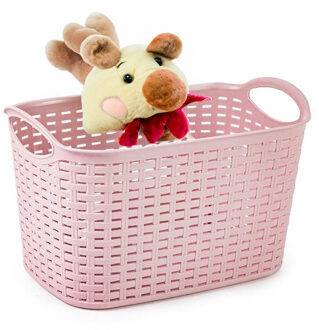 Opbergmand/kastmandje - 2x stuks - 19 liter - roze - kunststof - 29 x 39 x 25 cm