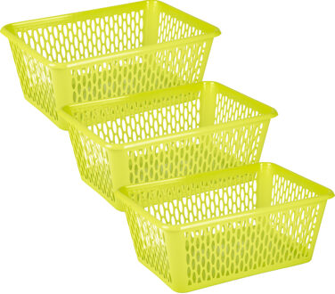 Opbergmand/kastmandje - 3x stuks - 13 liter - groen - kunststof - 26 x 37 x 14 cm