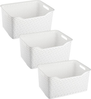 Opbergmand/kastmandje - 3x stuks - 18 liter - ivoor wit - kunststof - 29 x 39 x 19 cm