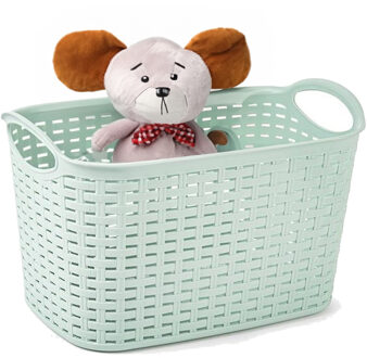 Opbergmand/kastmandje - 3x stuks - 19 liter - mintgroen - kunststof - 29 x 39 x 25 cm