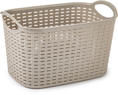 Opbergmand/kastmandje - 6,4 liter - beige - kunststof - 19 x 29 x 18 cm