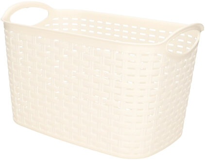 Opbergmand/kastmandje - 6,4 liter - wit - gevlochten kunststof - 19 x 29 x 18 cm