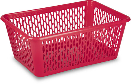 Opbergmand/kastmandje - 6,5 liter - fuchsia roze - kunststof - 20 x 30 x 11 cm