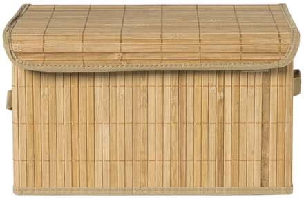 Opbergmand met deksel groot - bamboe - 25x38x22 cm