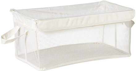 Opbergmand met handvatten - wit - 25x44x20 cm