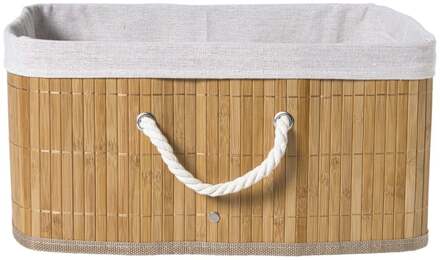 Opbergmand rechthoek laag - bamboe - 26x35x18 cm