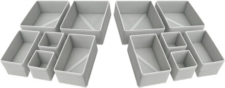 opbergmanden - 12x stuks - 3 formaten - grijs - ondergoed en sokken - ladekast organizer