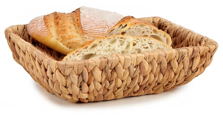 Opbergmandje/Broodmandje - gevlochten riet - naturel kleur - 30 x 22 x 9 cm