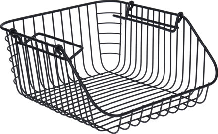 Opbergmandje - zwart - stapelbaar - 30 x 27 x 14 cm - draadmand - opbergen
