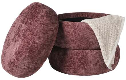 Opbergpoef bubbles - bordeauxrood - ø41x41 cm