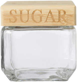 Opbergpot sugar - glas/bamboe - 830 ml Transparant