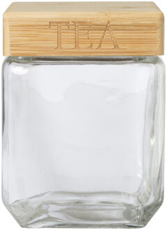 Opbergpot tea - glas/bamboe - 1.1 liter Transparant