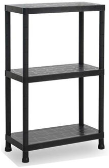 Opbergrek - kunststof - zwart - 30 x 60 x 95 cm - met 3 planken