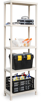 opbergrek schuur/zolder - kunststof - beige - 60 x 30 x 180 cm - met 5 planken