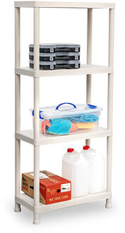 opbergrek schuur/zolder - kunststof - wit - 60 x 30 x 140 cm - met 4 planken