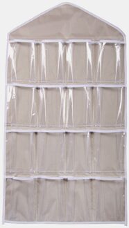 Opbergtas 16 Zakken Clear Opknoping Tas Sokken Beha Ondergoed Rek Hanger Organizer Care Festival Feesten Opbergtas Beige